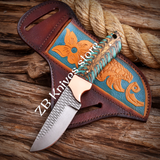 Handmade Rasp Steel Cowboy Knife, Pine Cone Handle, Pancake Leather Sheath, Special Occasion Gift