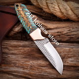 Handmade Rasp Steel Cowboy Knife, Pine Cone Handle, Pancake Leather Sheath, Special Occasion Gift