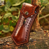 Premium Damascus Steel Switchblade Pocket Knife – Unique Patterns & Deer Horn Handle EDC