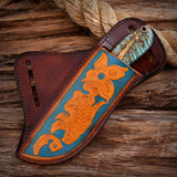 Handmade Rasp Steel Cowboy Knife, Pine Cone Handle, Pancake Leather Sheath, Special Occasion Gift