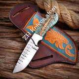 Handmade Rasp Steel Cowboy Knife, Pine Cone Handle, Pancake Leather Sheath, Special Occasion Gift